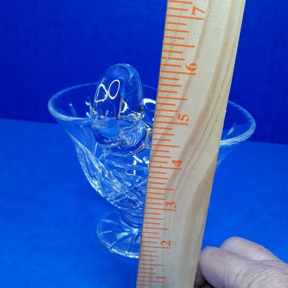 1960s Lead Crystal Gravy Boat Violetta Cut Etched Footed Vintage Heart Leaf Flor - Picture 12 of 13